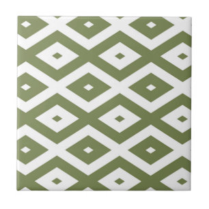 Olive green and white diamond pattern fliese