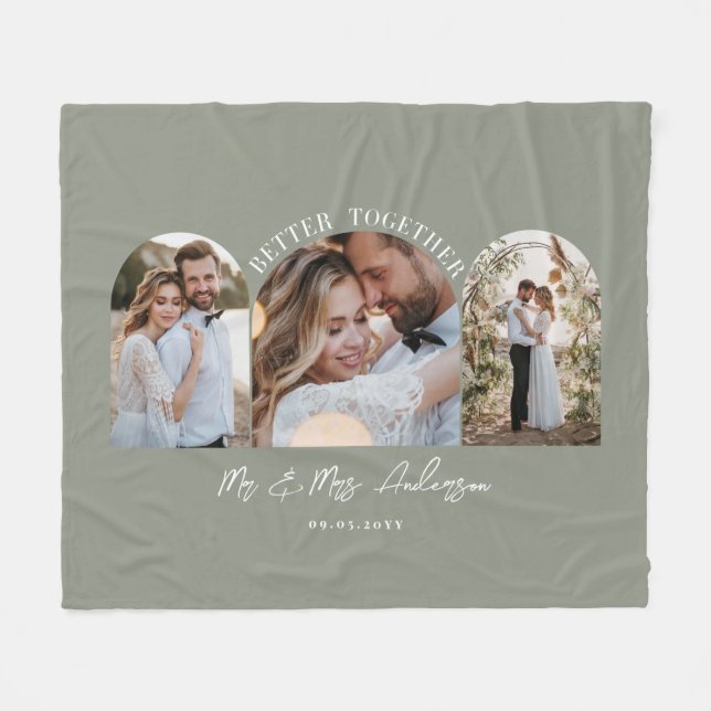 Olive-green arch Multi-Foto Hochzeitsgeschenk Deko Fleecedecke (Vorderseite (Horizontal))