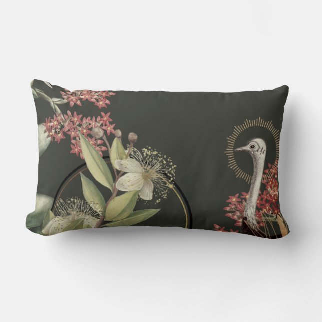 Olive Green Artistic Floral Design Lendenkissen (Vorderseite)