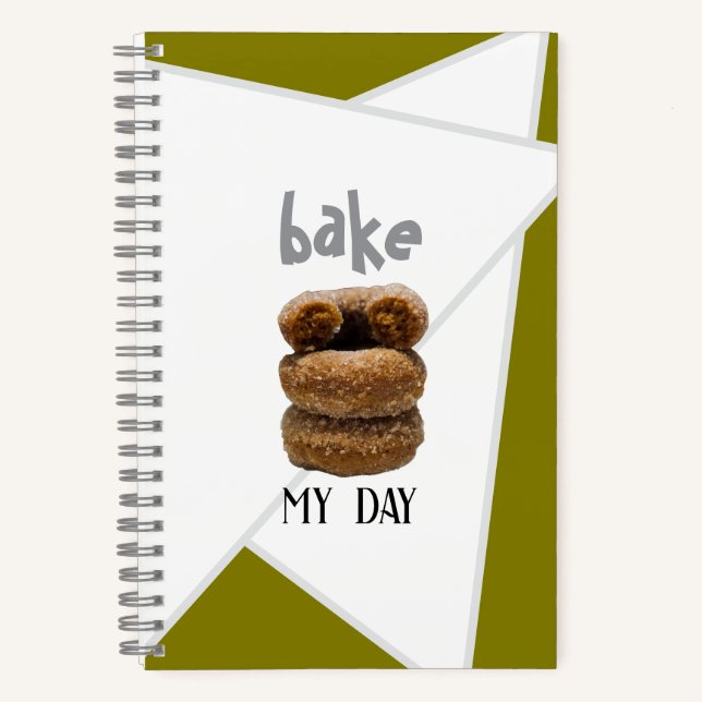 Olive Green Bake My Day Spiral Notebook Notizbuch (Vorderseite)