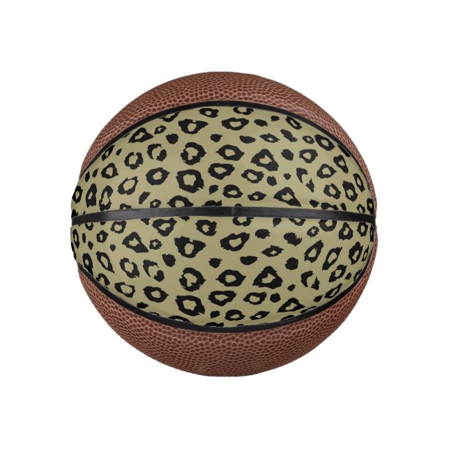 Olive Green Black Leopard Print Mini Basketball (Vorderseite)