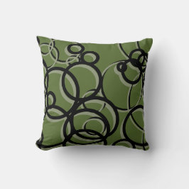 Olive Green, Black & Sage Moderne geometrische Kre Kissen