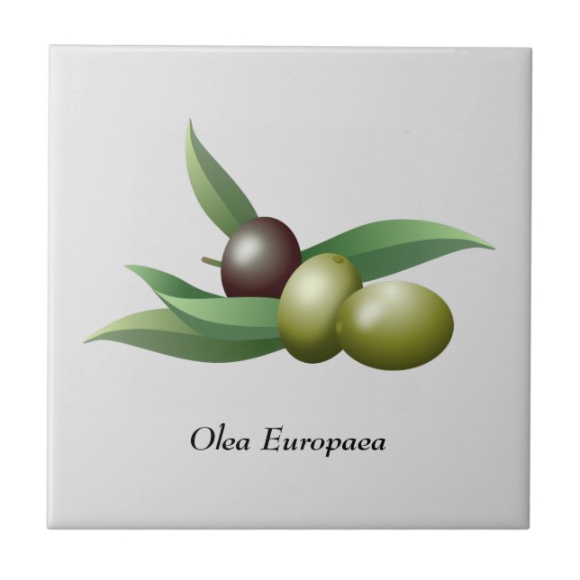 Olive Green Blätter Fliese (Vorderseite)