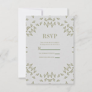 Olive Green Blätter Natural Oatfood Rustikale Hoch RSVP Karte