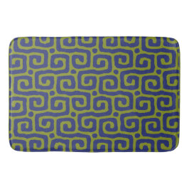 Olive Green &blue Abstract pattern Badematte