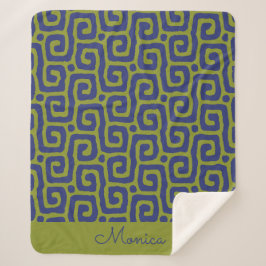 Olive Green &blue Abstract pattern Sherpadecke