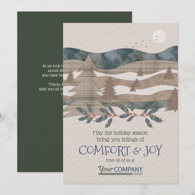 Olive Green, Blue Nature Company Holiday Cards Karte (Vorne/Hinten)