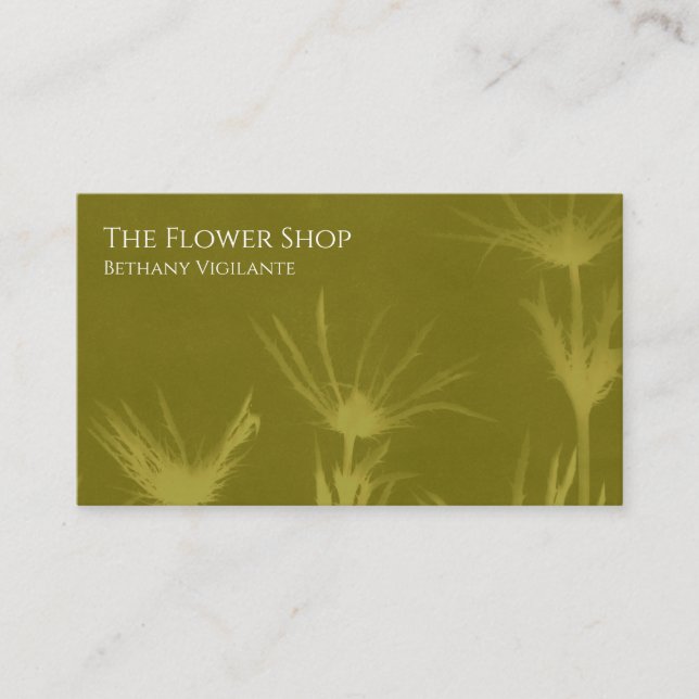 Olive Green Blume Business Card Visitenkarte (Vorderseite)