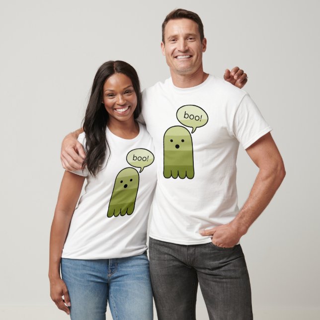 Olive Green Boo Ghost Halloween T-Shirt (Unisex)