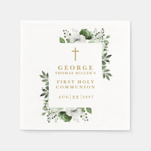Olive Green Botanical Modern Heilige Kommune Serviette