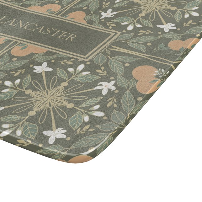 Olive Green Botanical Schneidebrett (Ecke)