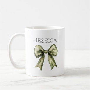 Olive Green Bow Name Modern Rustikal Minimalistisc Kaffeetasse