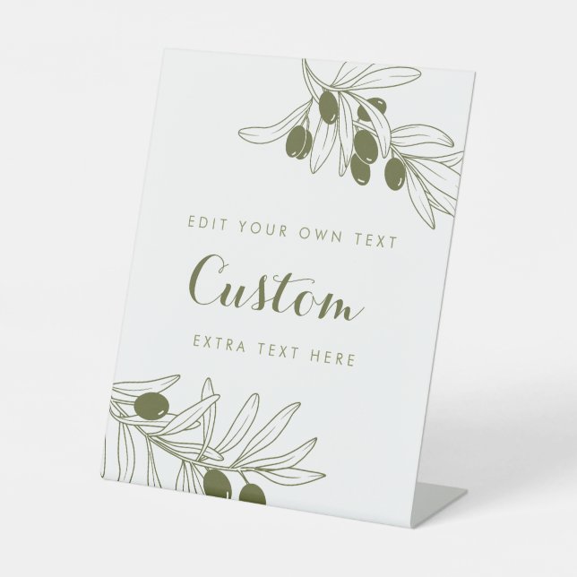 Olive Green Branches Custom Sockelschild (Vorderseite)
