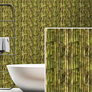 Olive Green Brown Bamboo Wall Zaun Tapete