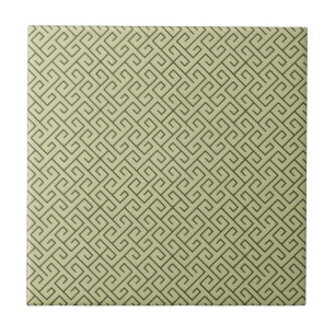 Olive Green Celtic Spiral Right Angle Lines Fliese
