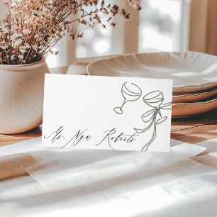 Olive Green Cheers Illustration Hochzeit Platzkarte