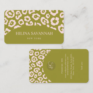 Olive Green Cheetah Skin Business Card Visitenkarte