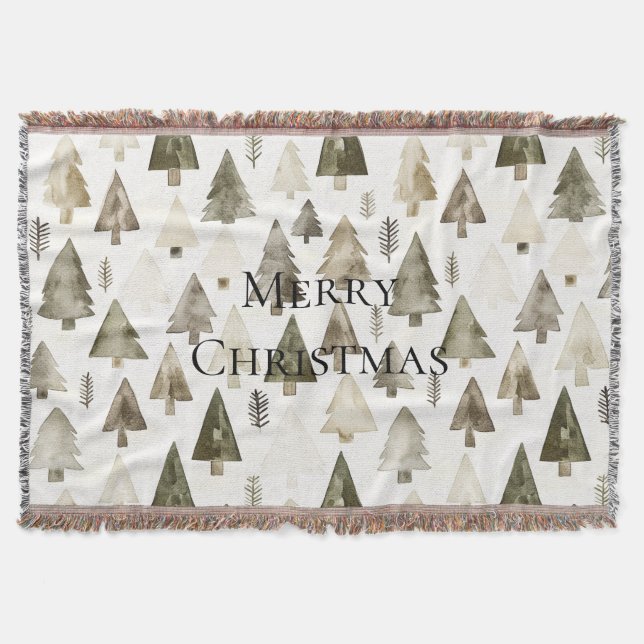 Olive Green Christmas Trees Decke (Vorderseite)