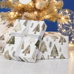 Olive Green Christmas Trees Geschenkpapier