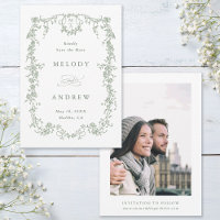 Olive Green Classic French Floral Wedding Foto