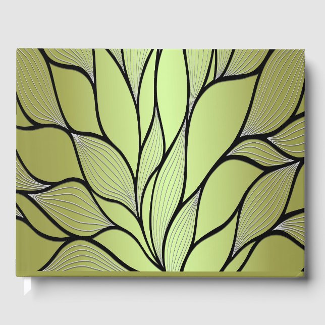 Olive Green Creative Verlass Pattern Gästebuch (Vorderseite)