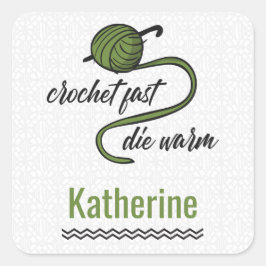 Olive Green Crochet schnell, Die warm Quadratischer Aufkleber