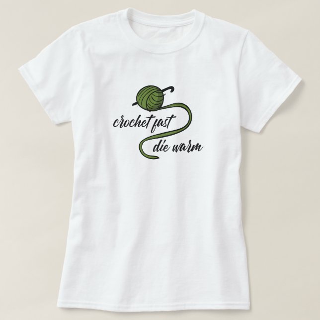 Olive Green Crochet Schnell, Die Warmer T - Shirt (Design vorne)