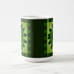 Olive Green Daisy Blume, Muster Streifen - Tasse