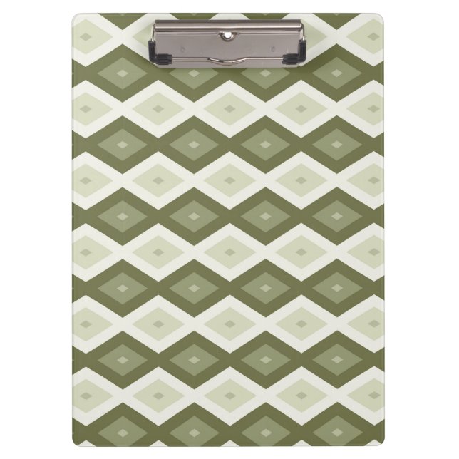 Olive Green Diamant Muster Klemmbrett (Vorderseite)