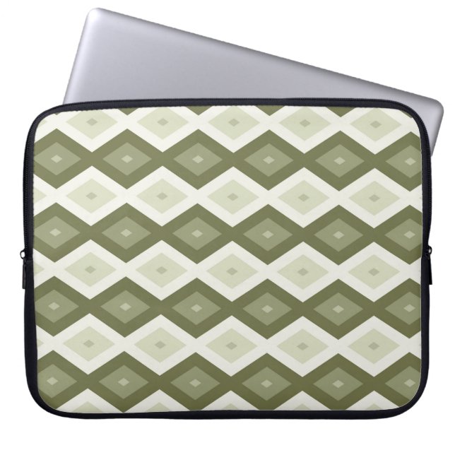 Olive Green Diamant Muster Laptopschutzhülle (Vorderseite)