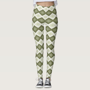 Olive Green Diamant Muster Leggings