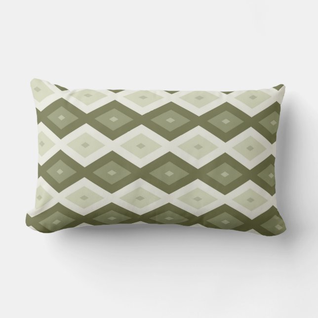 Olive Green Diamant Muster Lendenkissen (Vorderseite)
