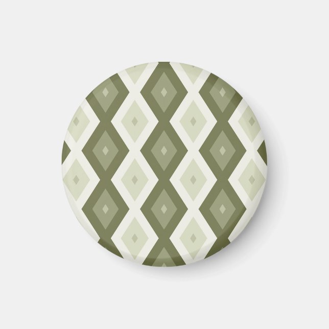 Olive Green Diamant Muster Magnet (Vorne)