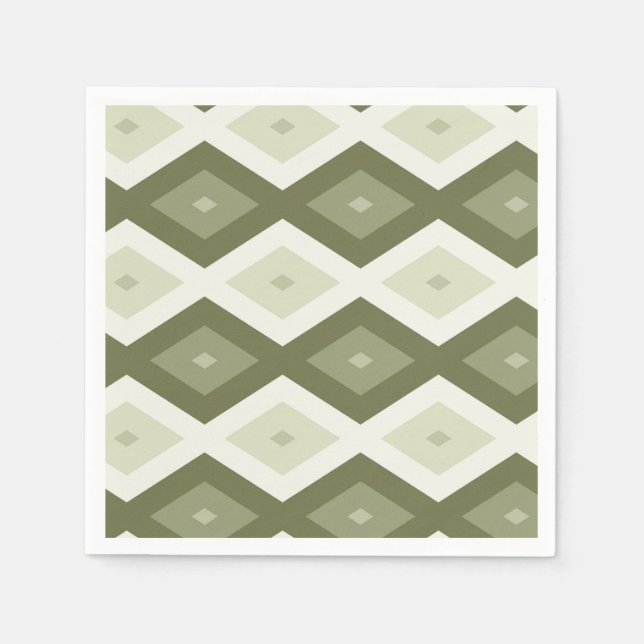 Olive Green Diamant Muster Serviette (Vorderseite)
