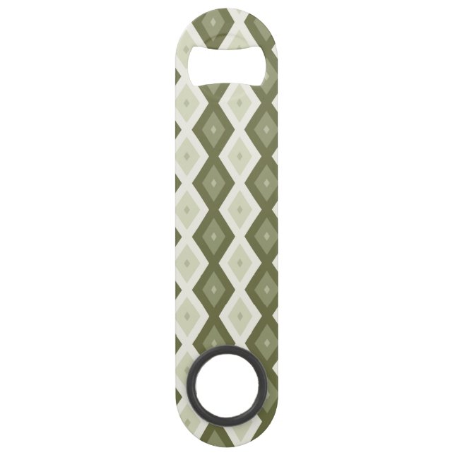 Olive Green Diamant Muster Speed Flaschenöffner (Vorderseite)