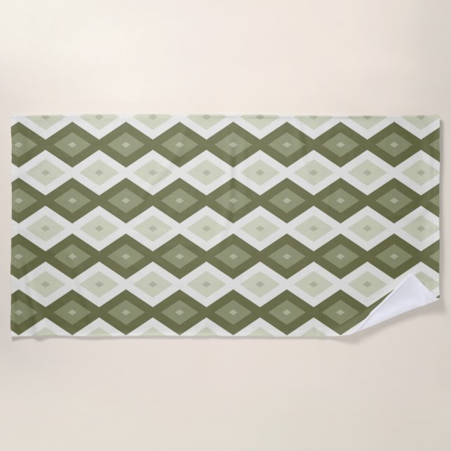 Olive Green Diamant Muster Strandtuch (Vorderseite)