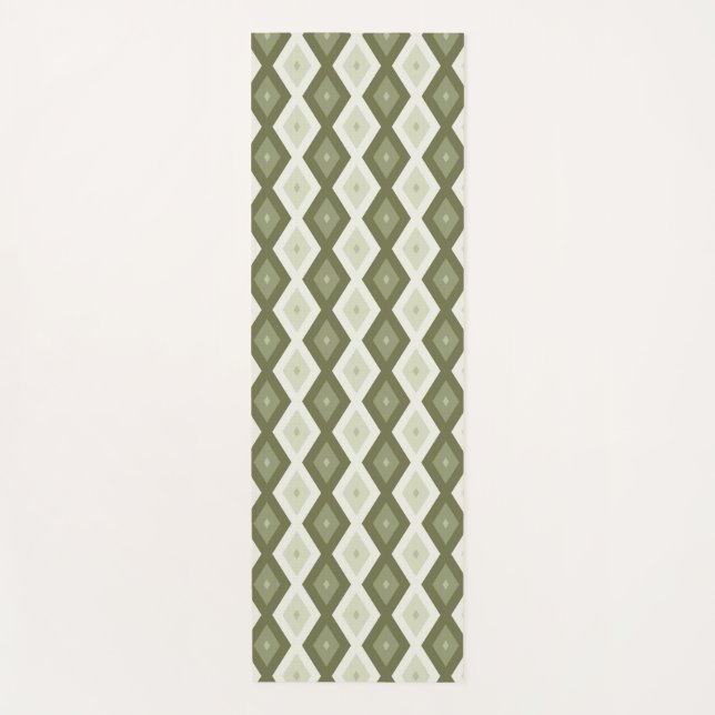 Olive Green Diamant Muster Yogamatte (Vorderseite)