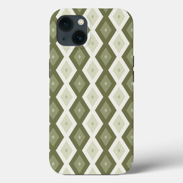 Olive green diamond pattern Case-Mate iPhone case (Rückseite)