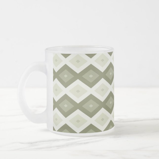 Olive green diamond pattern mattglastasse (Links)