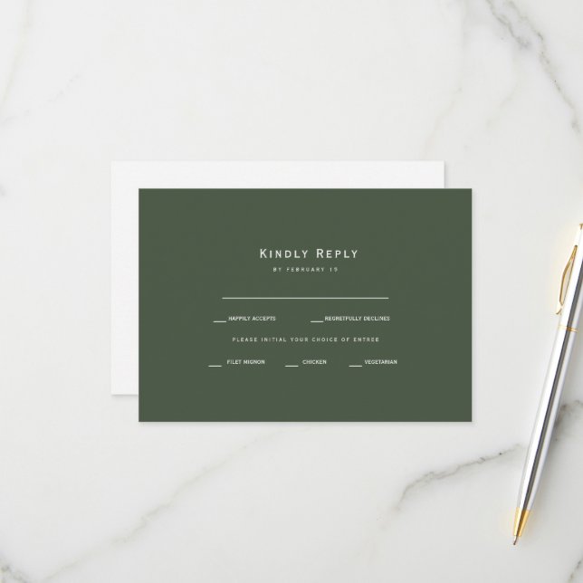 Olive Green Dinner Options RSVP (Devant/Arrière en situation)