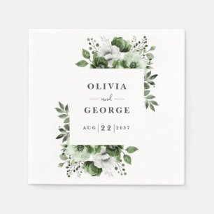 Olive Green Elegant Country Floral Wedding Napkin Serviette