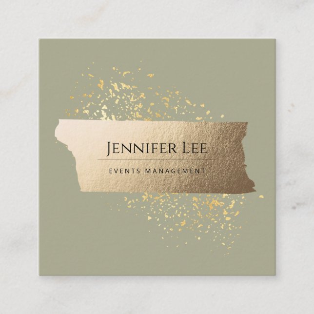Olive Green Elegant 	MinimalistischSoziales Quadratische Visitenkarte (Vorderseite)