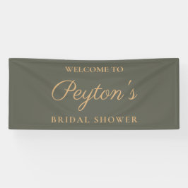 Olive Green Elegante Script Brautparty Willkommen Banner