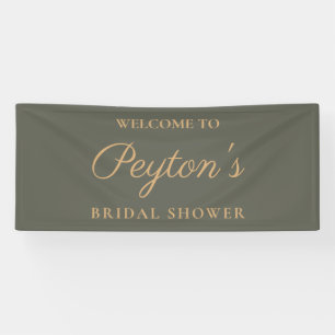 Olive Green Elegante Script Brautparty Willkommen Banner