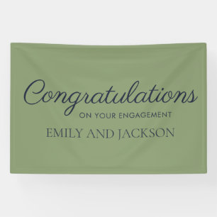 Olive Green Elegante Script-Verlobung Banner