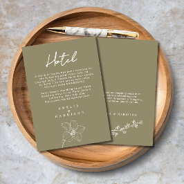 Olive Green Elegante Wedding Hotel Begleitkarte