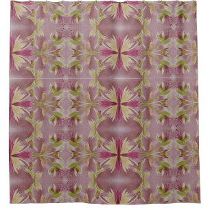 Olive Green et rideau de douche à fleurs bordeaux