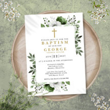 Olive Green Floral Botanical Modern Taufe
