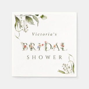 Olive Green Floral BotanLetter Brautparty Serviette