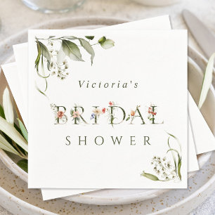 Olive Green Floral BotanLetter Brautparty Serviette
